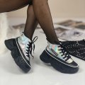 Ghete Sport Dama Imblanite Negre din Piele Ecologica Manet