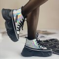 Ghete Sport Dama Imblanite Negre din Piele Ecologica Manet