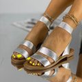 Sandale fara Toc Argintii din Textil Korea