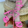Sandale cu Toc si Platforma Fuchsia din Piele Ecologica Intoarsa Clavenda