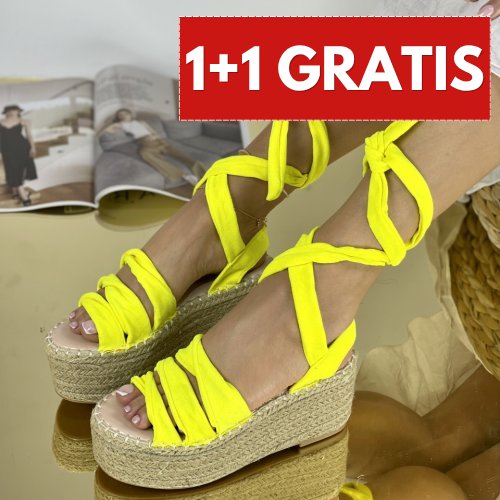Sandale cu platforma galbene din textil antones