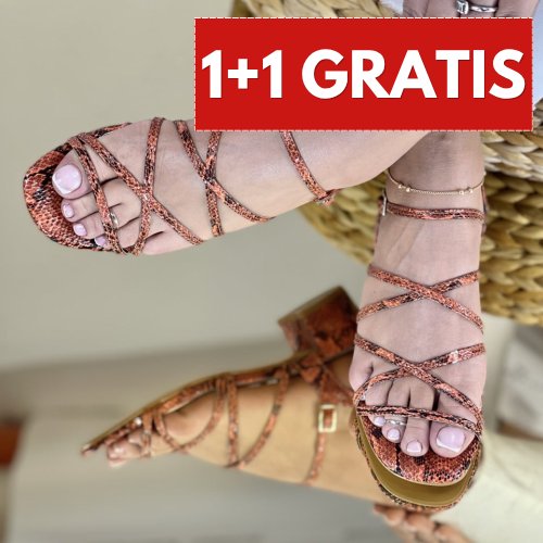Sandale cu toc oranj din piele ecologica lauser