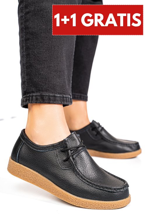 Mocasini negri piele naturala pspl304
