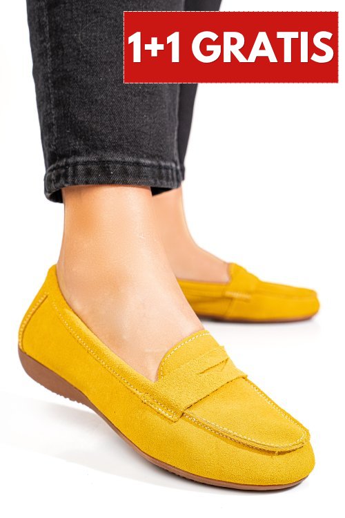Mocasini mustar piele naturala intoarsa fsp003634