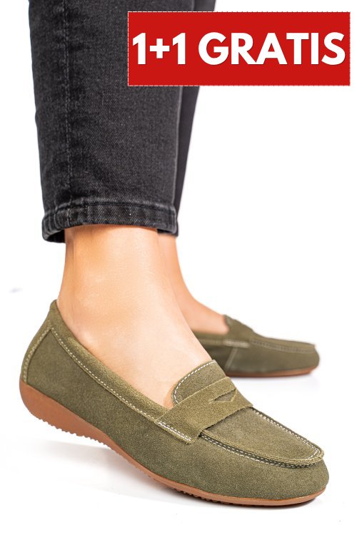 Mocasini verzi piele naturala intoarsa fsp003634
