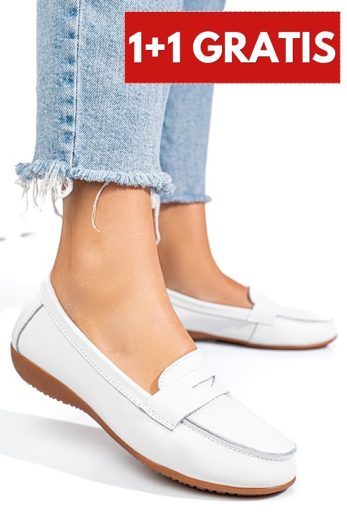 Mocasini albi piele naturala fsp003633