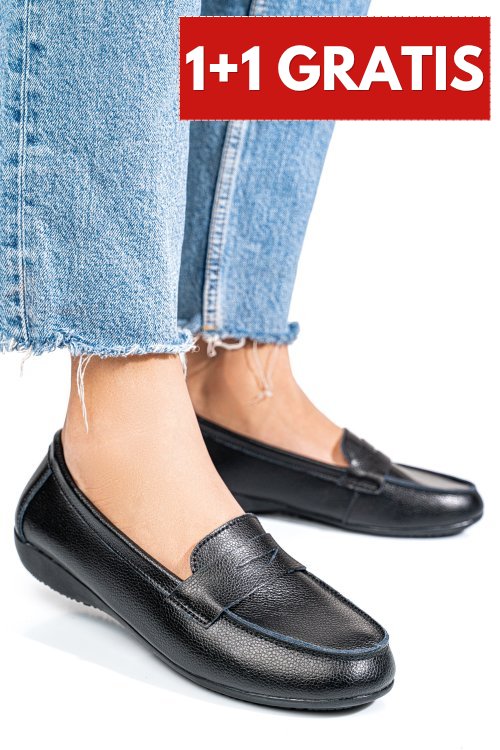 Mocasini negri piele naturala fsp003633