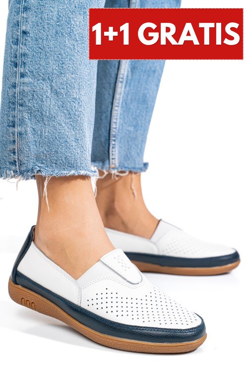 Mocasini alb albastru piele naturala fsp003635