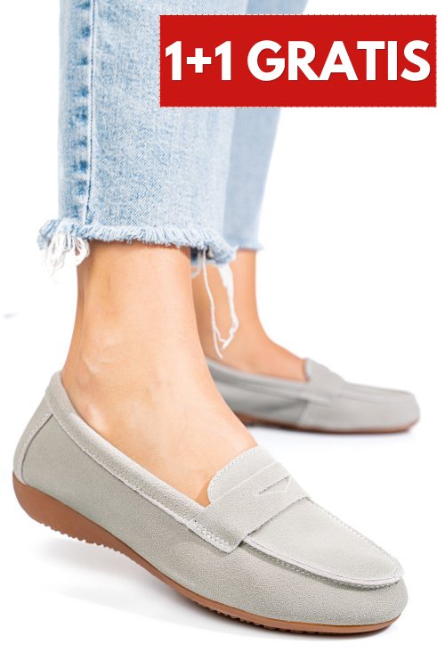 Mocasini gri piele naturala intoarsa fsp003634