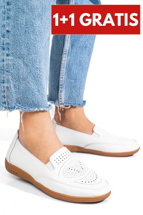 Mocasini albi piele naturala fsp003636