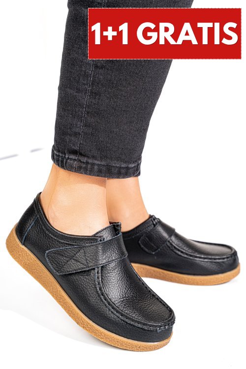 Mocasini negri piele naturala pspl305