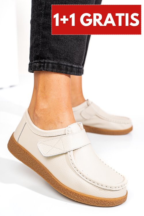 Mocasini bej piele naturala pspl305