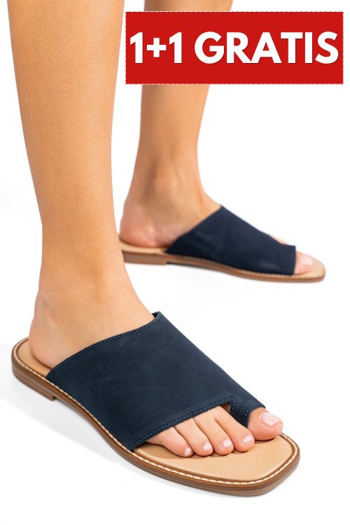 Papuci bleumarin piele naturala aspdelaide