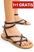 SANDALE NEGRE PIELE NATURALA RS77OS637
