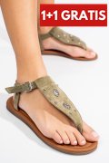 SANDALE OLIVE PIELE NATURALA 7S77095