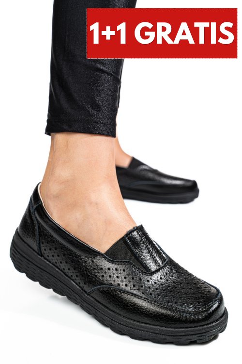 Mocasini negri piele naturala dspx22025