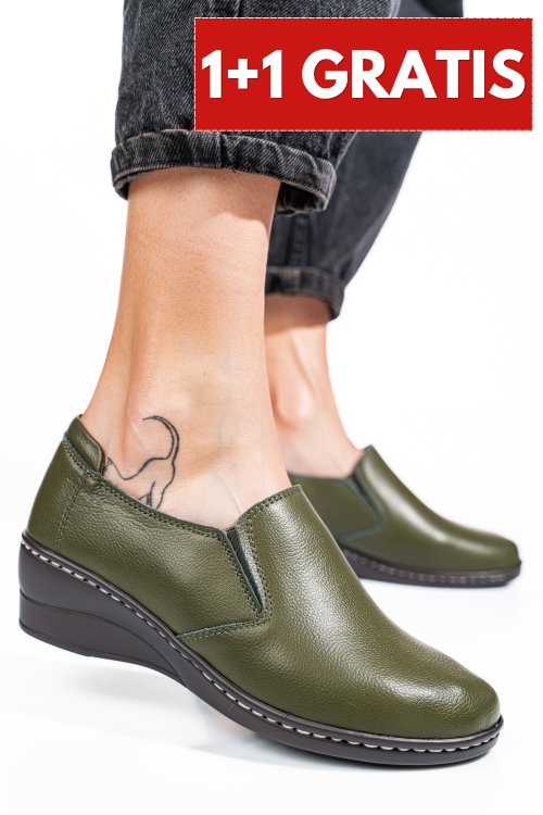 Pantofi olive piele naturala jspy8135